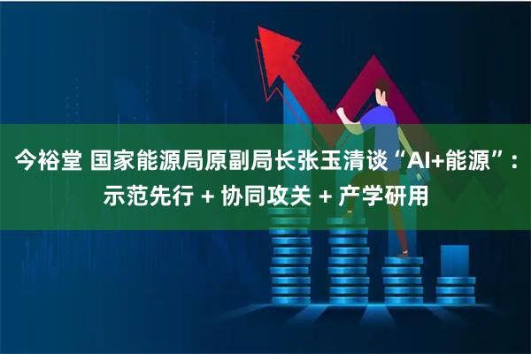 今裕堂 国家能源局原副局长张玉清谈“AI+能源”：示范先行 + 协同攻关 + 产学研用