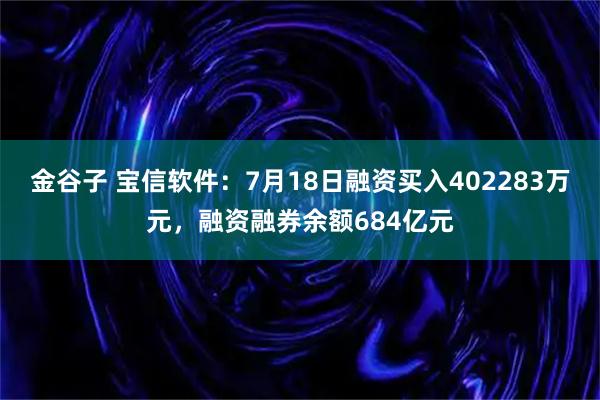 金谷子 宝信软件：7月18日融资买入402283万元，融资融券余额684亿元